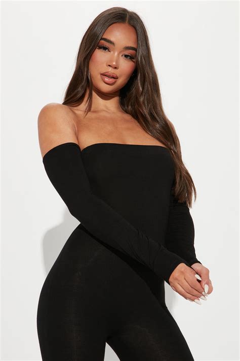 Soothe Off Shoulder Jumpsuit Black Fashion Nova