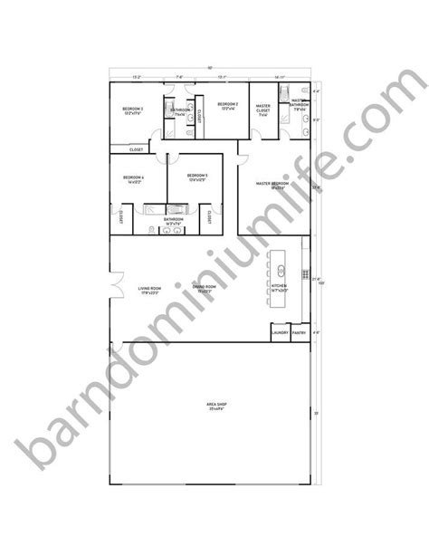 50x100 Barndominium Floor Plans With Shop 8 Expansive Yet Cozy Designs For Large Families