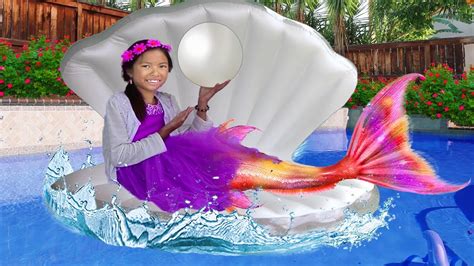 Wendy Pretend Play as Princess Ariel Mermaid Swimming Kids Birthday ...