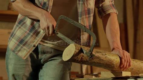 Male Woodworker Working In Garage Man Professional Carpenter Working