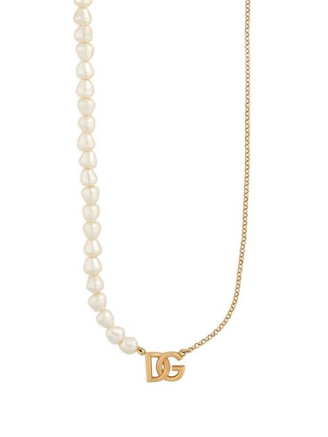 Dolce Gabbana Dg Logo Chain Link Necklace Gold Farfetch