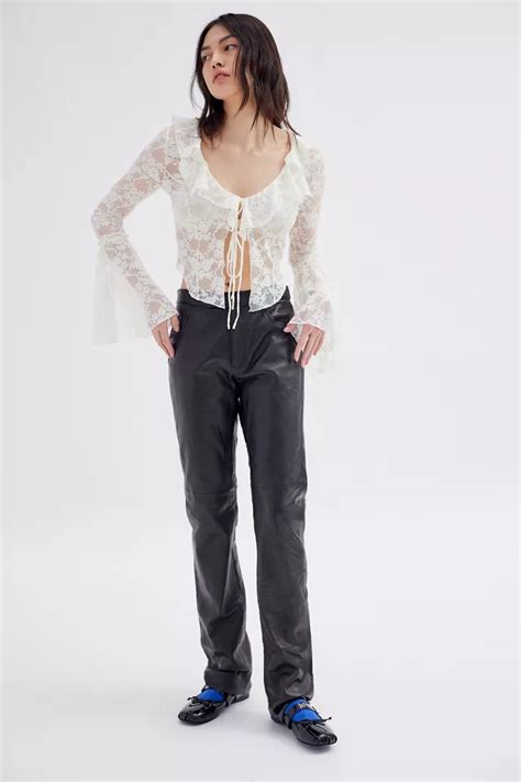 Uo Gossamer Sheer Lace Flyaway Top Urban Outfitters