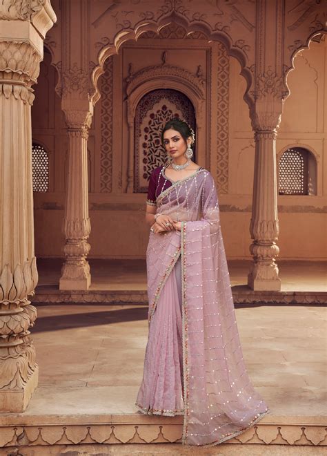 About Saree Presenting To You Stunning Lavender Color Pure Organza