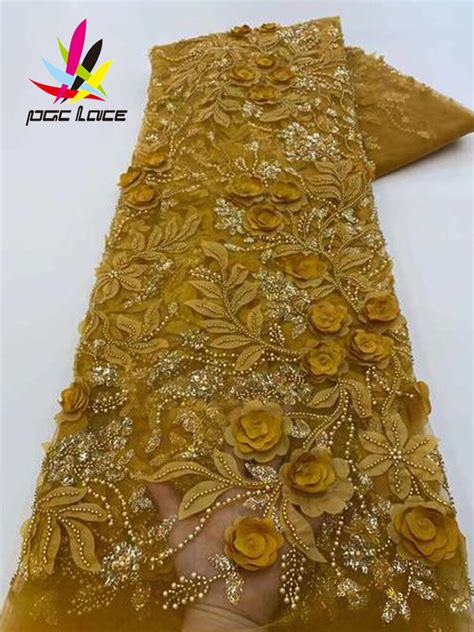 PGC 5 Jardas De Luxo Africano Pesado Frisado Lace Tule Tecido 2023