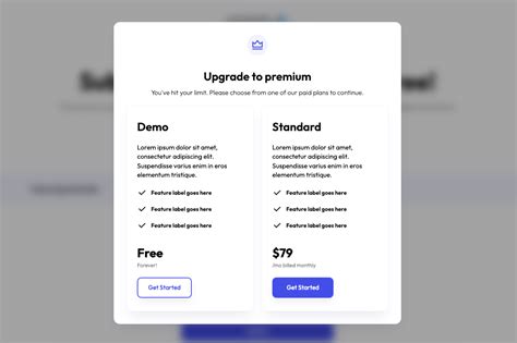 Webflow Showcased Upgrade Modal Popup W Pricing Table