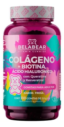 Belabear Colágeno Biotina Y Ácido Hialurónico 100 Gomitas Sabor Fresa