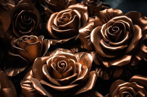 Premium Photo Golden Roses Dark Moody Romantic Background Closeup