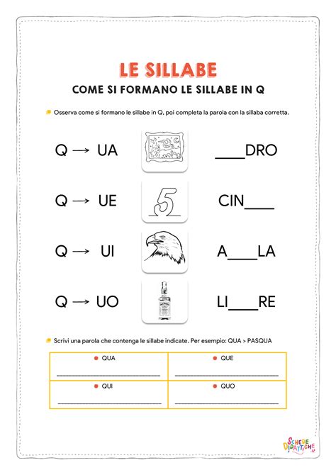 Le sillabe - QUA-QUE-QUI-QUO - Schede Didattiche