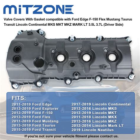 MITZONE Valve Covers Compatible With Ford Edge F 150 Flex Mustang