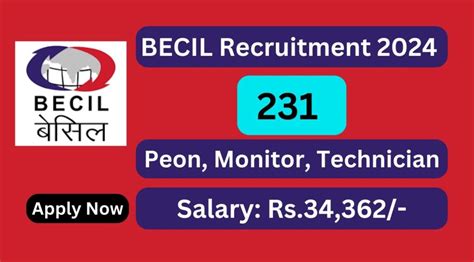 BECIL Recruitment 2024 231 Peon Posts Apply Now Tamilanguide