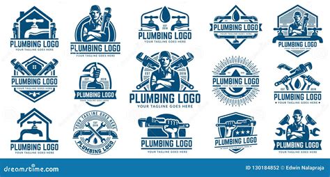 Plumbing Logo Template Easy To Customize Cartoon Vector