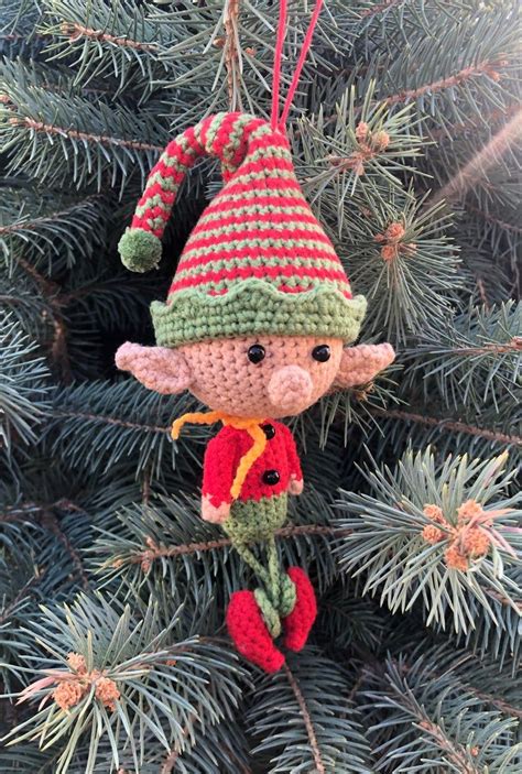 Crochet Pattern Elf Christmas Crochet Elf Ornament Crochet Etsy