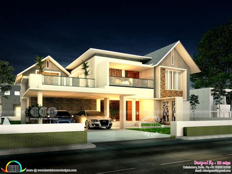 Modern Mixed Roof Home Plan In Kerala Kerala Home Design And Floor