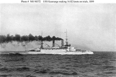 USS Kearsarge BB-5 on sea trials 1899 | Uss kearsarge, Kearsarge ...