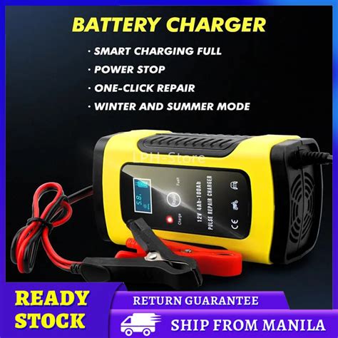 【ready Stock】12v6a Car Battery Charger Fully Automatic Lcd Smart Fast Power For Car Charging