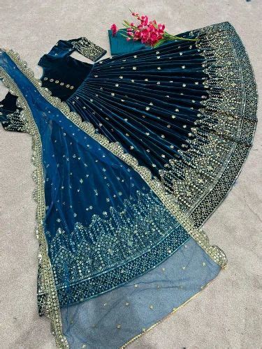 Velvet Embroidered Heavy Embroidery Work Gown With Dupatta Wedding Wear