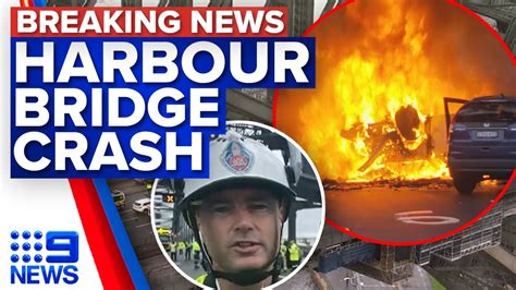 Car Bursts Into Flames After Head On Crash On Sydney Harbour Bridge