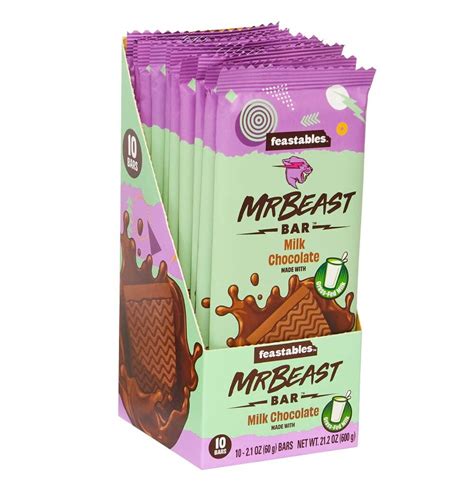 Feastables Mrbeast Milk Chocolate Bars 21 Oz 60g 10 Pack Walmart