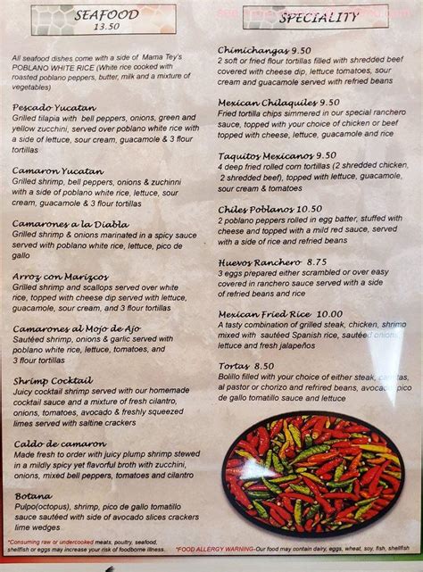 Menu at Rudy’s Mexican Cantina & Grill restaurant, Peoria