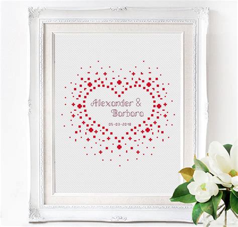 Wedding Modern Cross Stitch Pattern Personalized Counted Cross Etsy