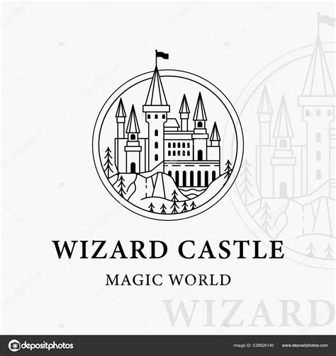 Hogwarts Castle Line Art Logo Vector Illustration Template Icon Graphic ...