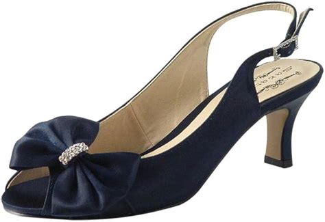 Chic Feet Ladies Womens Navy Blue Low Heel Special Occasion Bridal Bridesmaid Prom Wedding