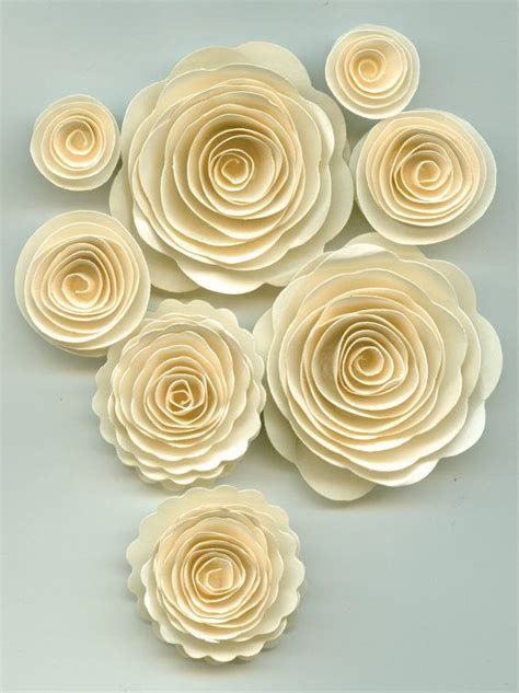 Sand Ivory Rose Spiral Paper Flowers For Weddings By Crazy2becrazy 3