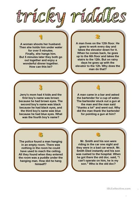 Tricky Riddles Worksheet Free Esl Printable Worksheets Made Free