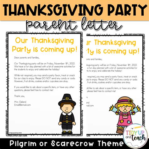 Thanksgiving Class Party Letter Made By Teachers