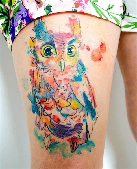 Colorful Owl Tattoo Design