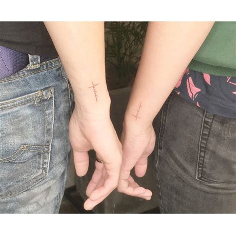 Matching Lettering Cross Tattoo For Best Friends