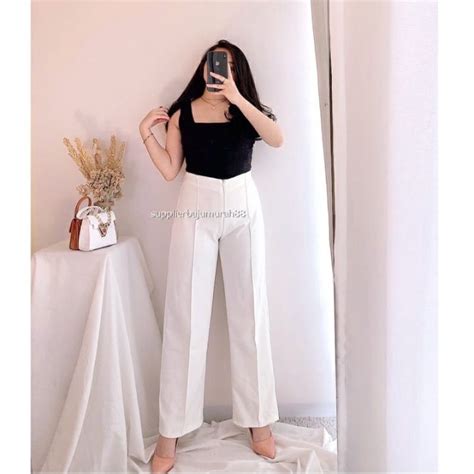 Celana Kulot Wanita Basic HW Irene Cullotes Scuba Wide Leg Kulot