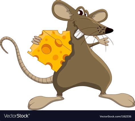 Cute cartoon mouse with cheese Royalty Free Vector Image