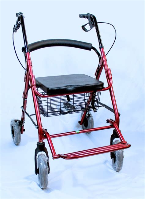 Andadera Para Adulto Rollator Hibrido Roja Con Canastilla Env O Gratis