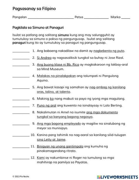 Simuno at Panaguri activity | 1st grade worksheets, Worksheets for ...