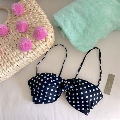 J Crew Swim J Crew Navy Blue Dotty Underwire Polka Dot Bikini