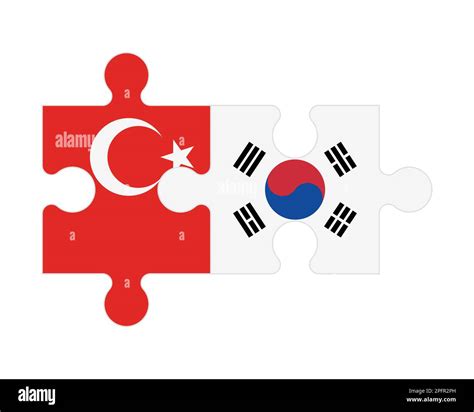 Connected Puzzle Of Flags Of Turkey And South Korea Vector Stock