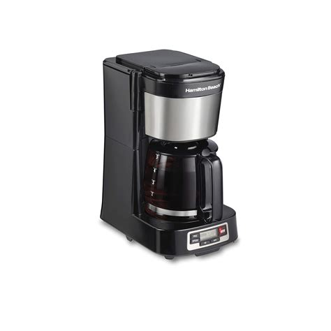 Hamilton Beach 5 Cup Compact Coffee Maker With Programmable Clock And Glass Carafe Black46111