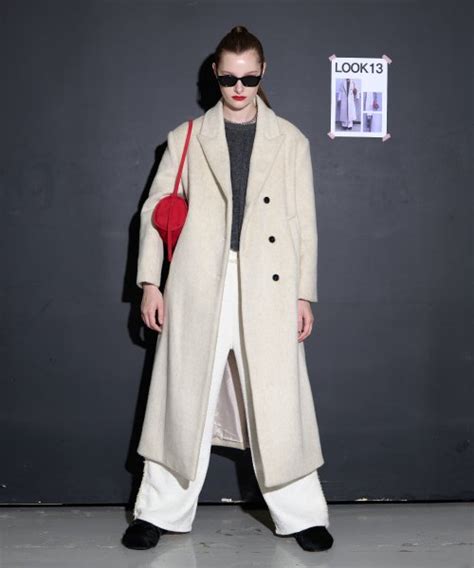 Musinsa Showroom Wool Hairy Button Long Coat Ivory