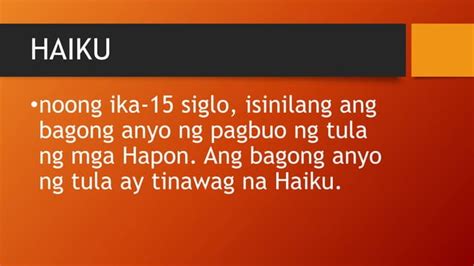 Kaligirang Pangkasaysayan Ng Tanka At Haiku Ppt