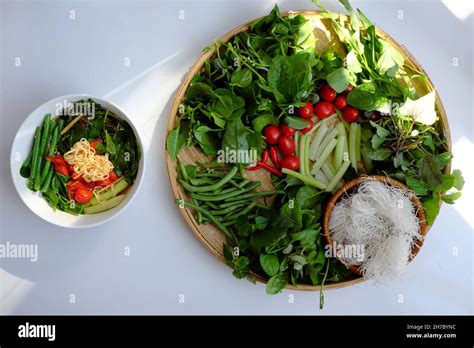 Top View Vietnamese Vegan Food Green Vegetables Hot Pot Homemade From Tomato Soy Protein