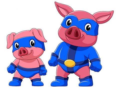 Deux Cochons Dans Un Costume De Super H Ros D Illustration Vecteur