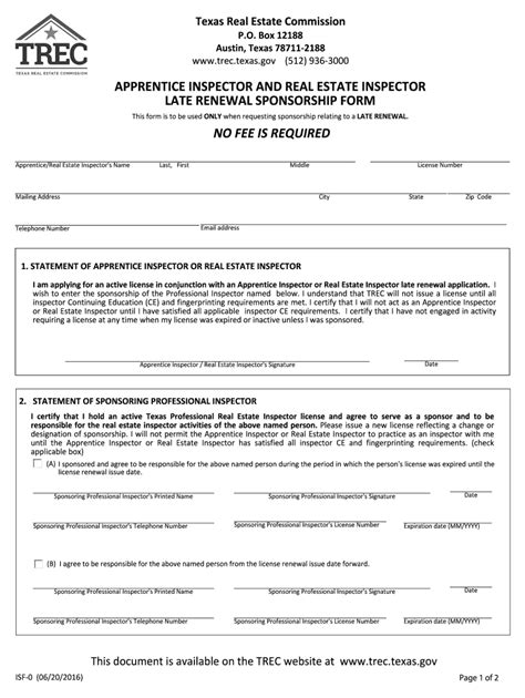 Tx Trec Isf Fill And Sign Printable Template Online Us