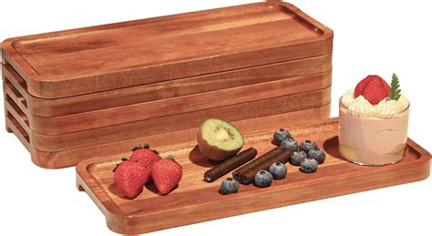 Amazon 5 Pack Solid Acacia Wood Serving Trays 14 X 5 5 Inches