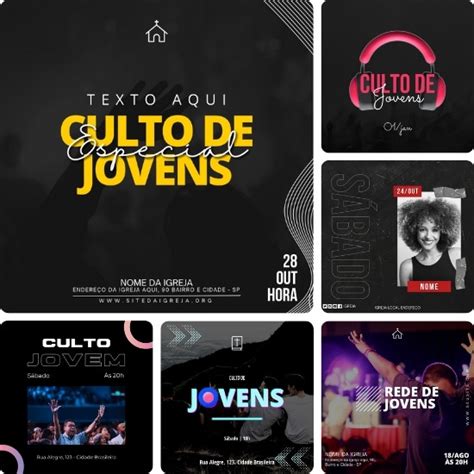 Artes Para Culto De Jovens Edit Veis No Canva Pack Posts