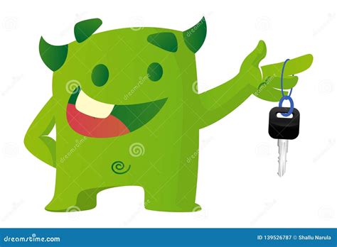 Cartoon Illustration Of Cute Green Monster Stock Vector Illustration