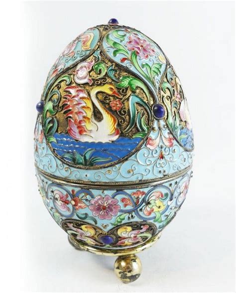 A Russian Enamel Egg A Rare Gilt Silver Cloisonne Enamel Egg  Russian Works Of Art