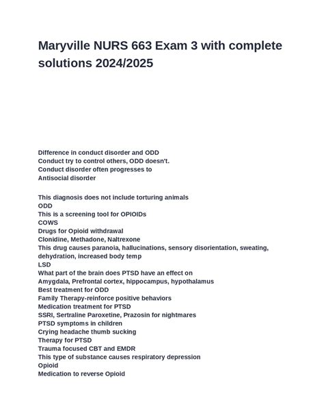 Maryville Nurs Exam With Complete Solutions Docx