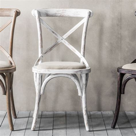 Distressed White Cross Back Chair 2pk