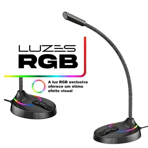 Microfone Gamer De Mesa Rgb Condensador Usb Profissional Live Barato